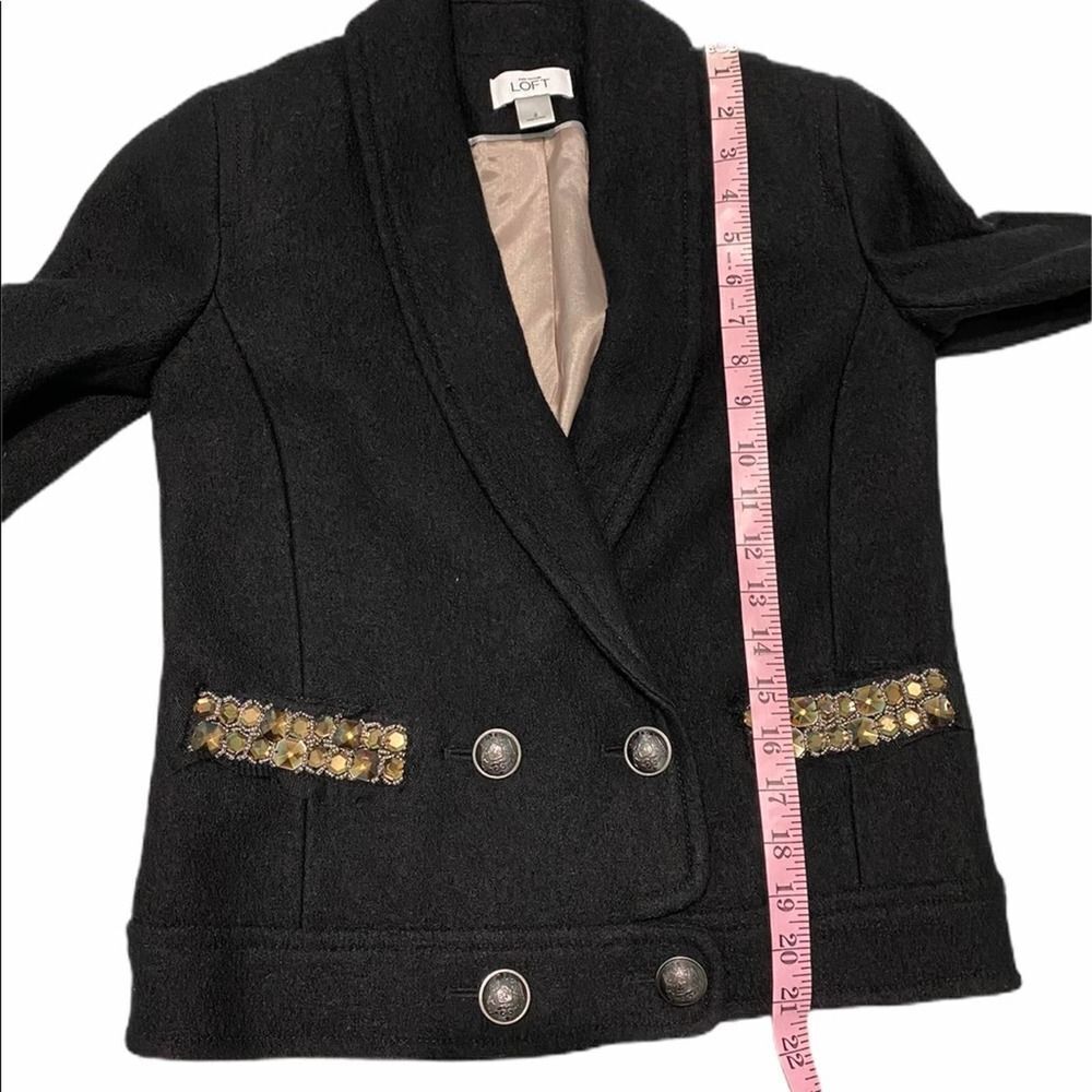 Loft Wool Blazer Double Breasted Gemstones Black 2 - Picture 5 of 15